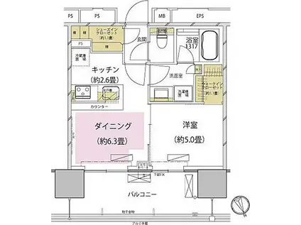 ザ・パークハウス渋谷美竹(1DK/14階)の間取り写真