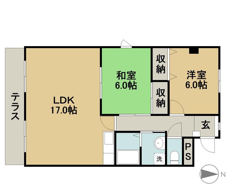 ベルヴュー(2LDK/1階)の間取り写真