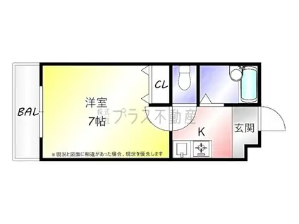 FLAT6 花元(1K/1階)の間取り写真