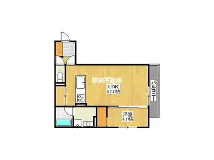 SOLANA(1LDK/2階)の間取り写真