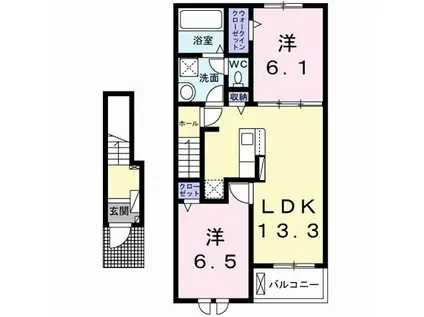 ボヌール金木犀 III(2LDK/2階)の間取り写真