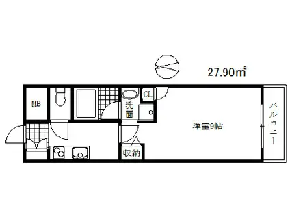 パレス東洋神戸5号館(1K/5階)の間取り写真