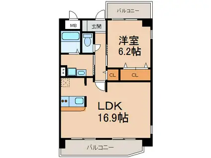 DSII(1LDK/2階)の間取り写真