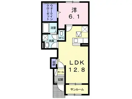 シティハイツプラザ B(1LDK/1階)の間取り写真