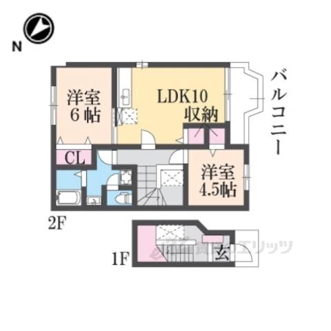 シャンドルミエール(2LDK/2階)の間取り写真