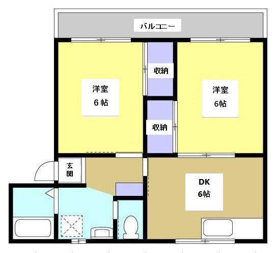 ファミリーハイツ(2DK/2階)の間取り写真