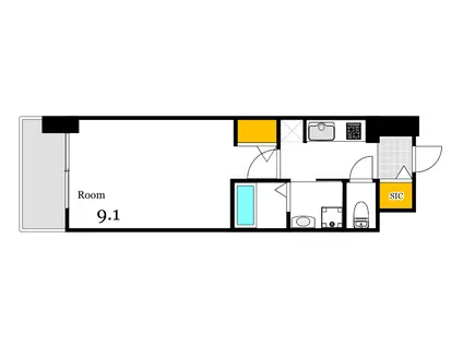 S-RESIDENCE広島駅CLARITY(1K/2階)の間取り写真