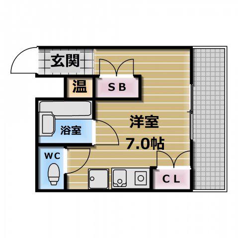 タイムハイツ布施(ワンルーム/4階)の間取り写真