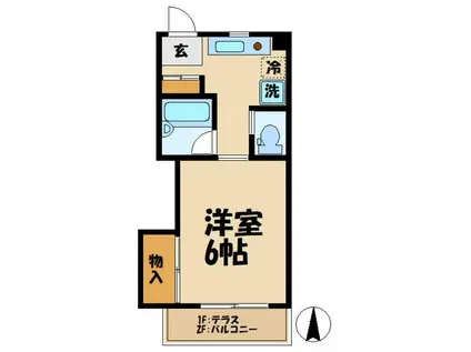 小島ハイツ2号(1K/1階)の間取り写真