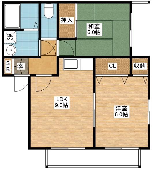 リバーサイドサマーユ(2LDK/1階)の間取り写真