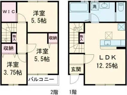 リーブルファイン津興柳山第二 2号棟(3LDK/1階)の間取り写真