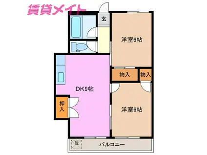 鈴鹿ハイツ(2DK/3階)の間取り写真