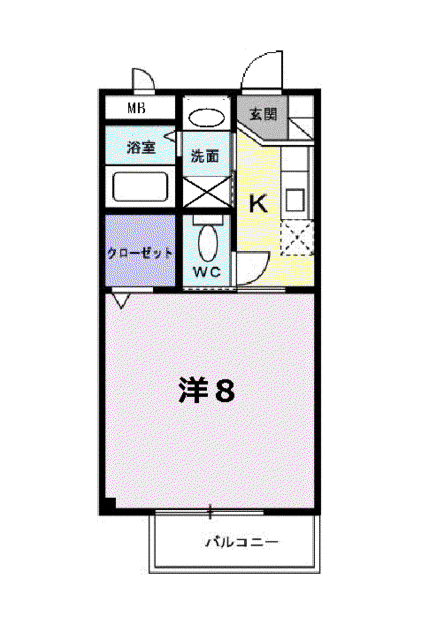 マインハウス(1K/2階)の間取り写真