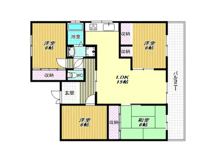 丹南マンション(4LDK/3階)の間取り写真