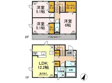 D´PREMIUM C棟(3LDK/1階)の間取り写真