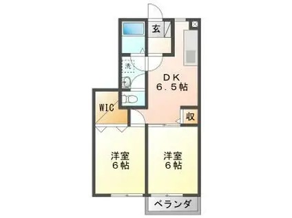 VIILA若宮C(2DK/1階)の間取り写真