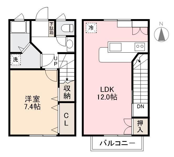 天満屋アパート(1LDK/1階)の間取り写真