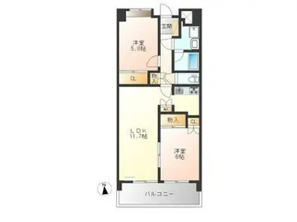 ザ・ミレニアムタワー(2LDK/12階)の間取り写真