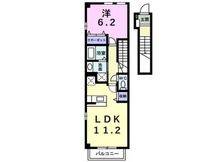 クラーベルII(1LDK/2階)の間取り写真