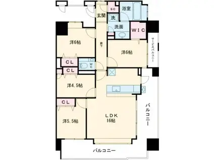 アクタス籠町グランミライ(4LDK/4階)の間取り写真
