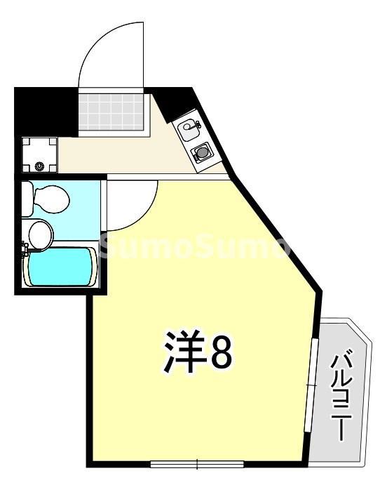 クリフサイド西岡本(ワンルーム/2階)の間取り写真