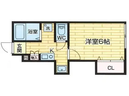 秋桜ハイツ(1K/1階)の間取り写真