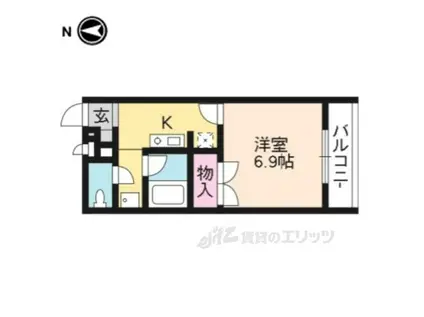 プレジール西ノ京(1K/2階)の間取り写真