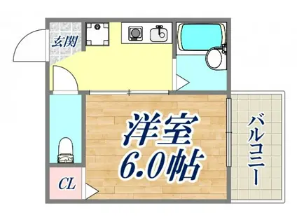 ヒルズ山下2(1K/1階)の間取り写真