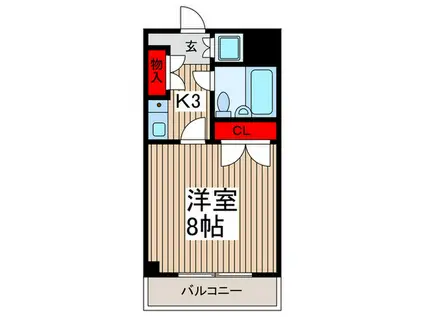 ベルコート北浦和(1K/2階)の間取り写真