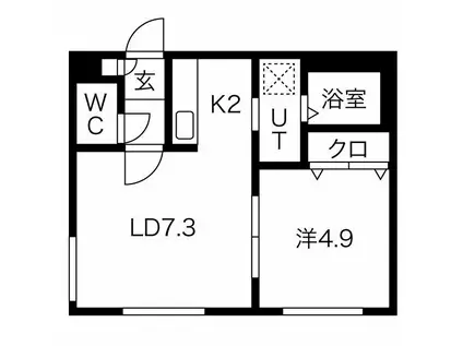 クラリス二十四軒(1LDK/4階)の間取り写真