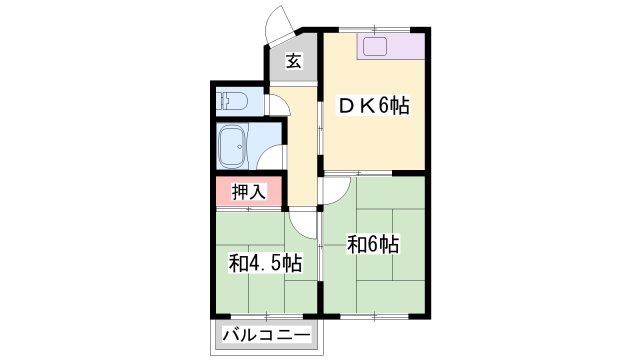 コーポ御立(2DK/2階)の間取り写真