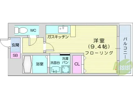 HAUSE.A.宮町(1K/2階)の間取り写真