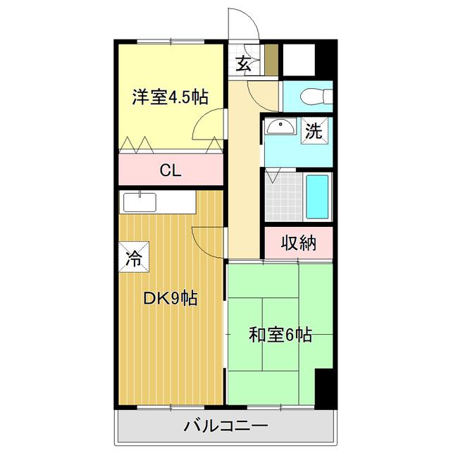 コーポリバーサイド(2DK/3階)の間取り写真