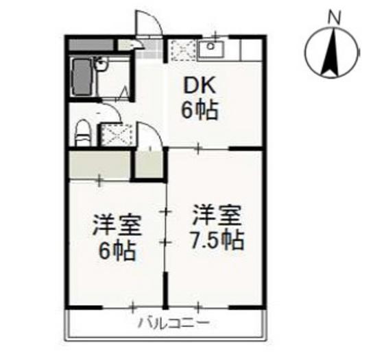 ディアトレス下中野(2DK/3階)の間取り写真