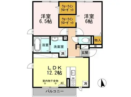 オーベル向中野A(2LDK/3階)の間取り写真