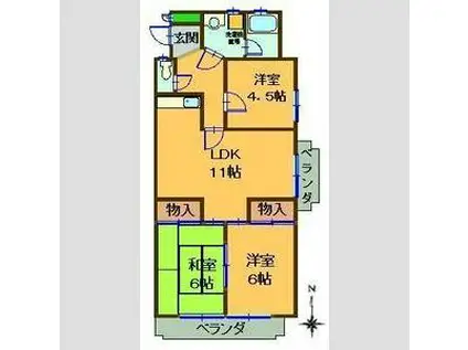 第2橋本マンション(3LDK/3階)の間取り写真