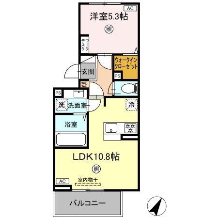 パルフェリーチェ(1LDK/2階)の間取り写真