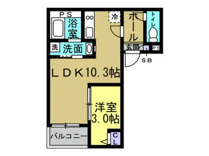 JACK SHINCHII(1LDK/3階)の間取り写真