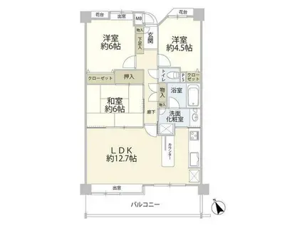 ルイシャトレ多摩センター二番館(3LDK/1階)の間取り写真