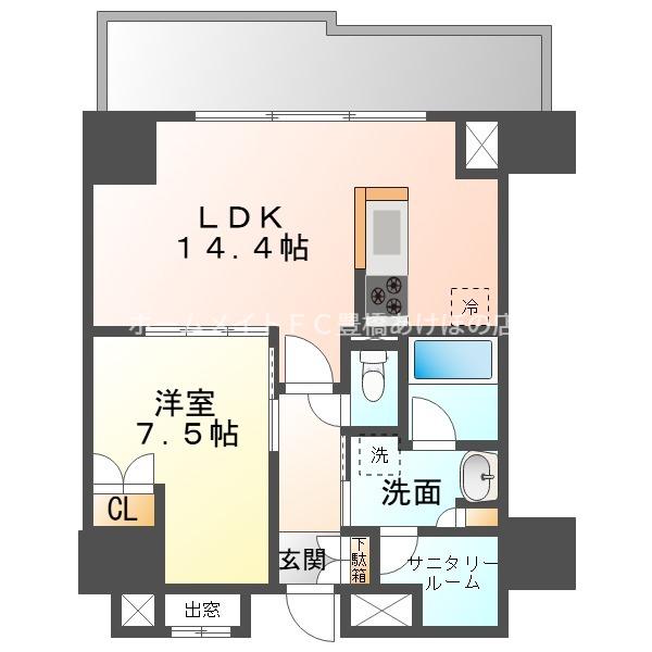 ザ・ハウス豊橋ウエスト(1SLDK/13階)の間取り写真