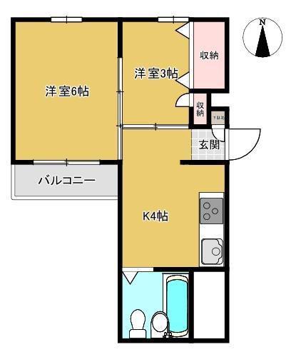 Lコート(2K/3階)の間取り写真