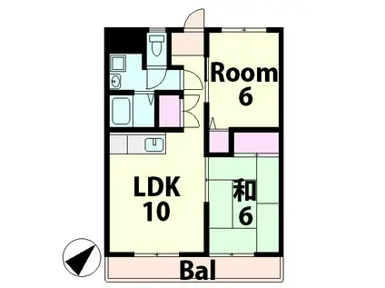 ハイツヒルトン東名坂(2LDK/3階)の間取り写真
