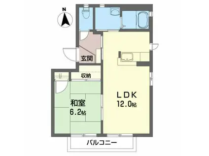 グランドール北町D(1LDK/2階)の間取り写真