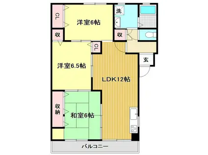 ハピネスシティ(3LDK/3階)の間取り写真