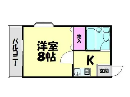 フォンタル津久野(1K/4階)の間取り写真