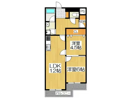 ビューハイツ京都山科(2LDK/3階)の間取り写真