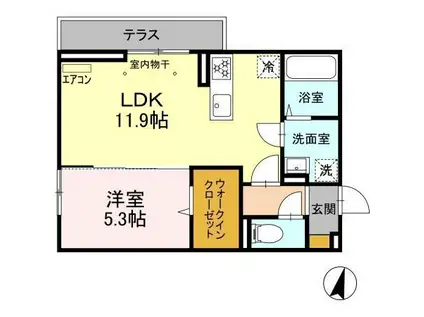 PALAST(1LDK/3階)の間取り写真