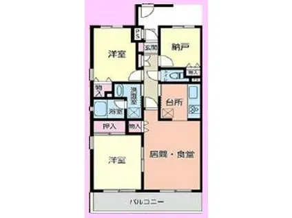 ソシア勝見田(2SLDK/2階)の間取り写真