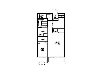 グリーンプラント(1LDK/1階)の間取り写真