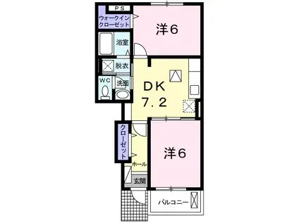 CASA FELICE II(2DK/1階)の間取り写真